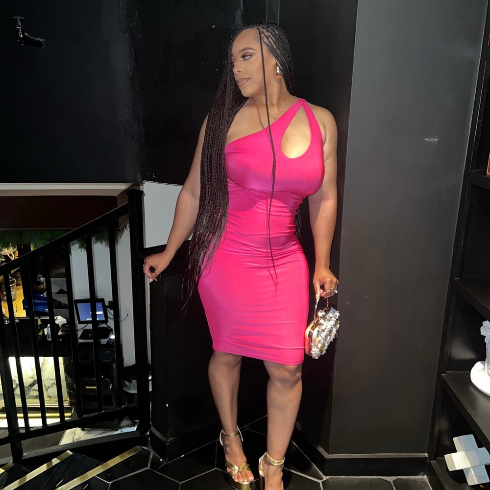 Pink One-Shoulder Dress